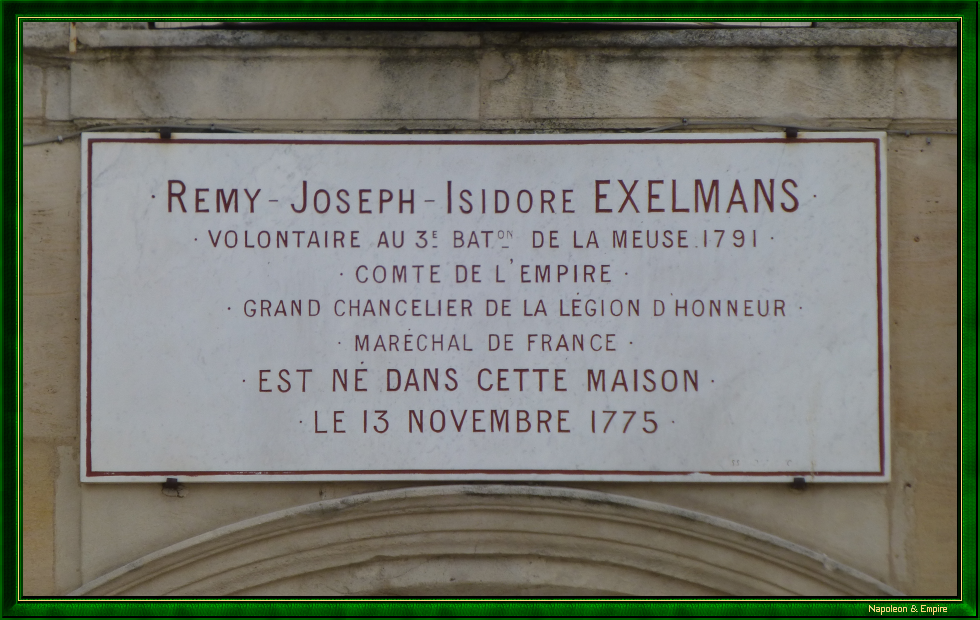 Plaque on the birthplace of Rémy Joseph Isidore Exelmans