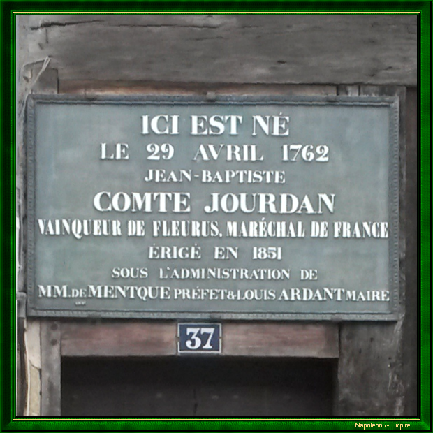 Plaque sur la maison natale de Jean-Baptiste Jourdan
