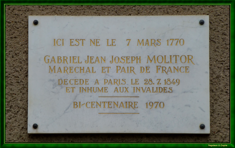 Plaque on the birthplace of Gabriel Molitor