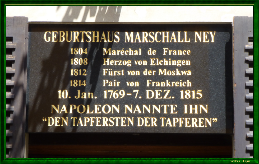 Plaque on the birthplace of Michel Ney