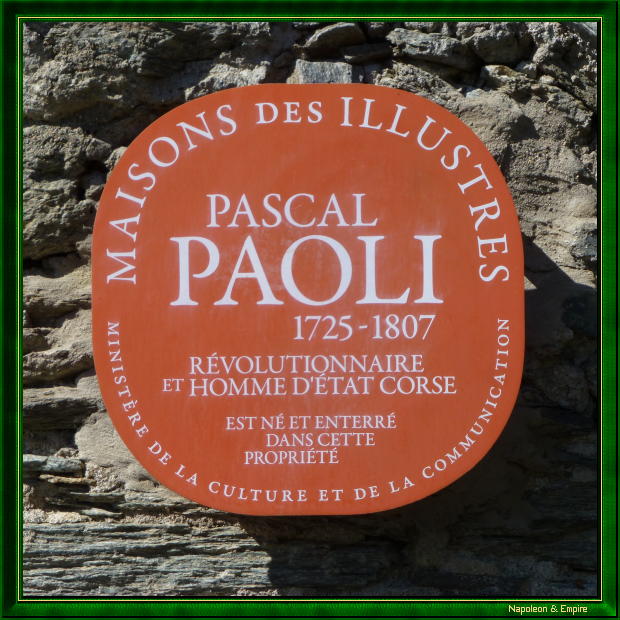 Plaque signalant la maison natale de Pascal Paoli