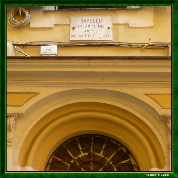 Plaque at the Headquarters of Bonaparte in Menton