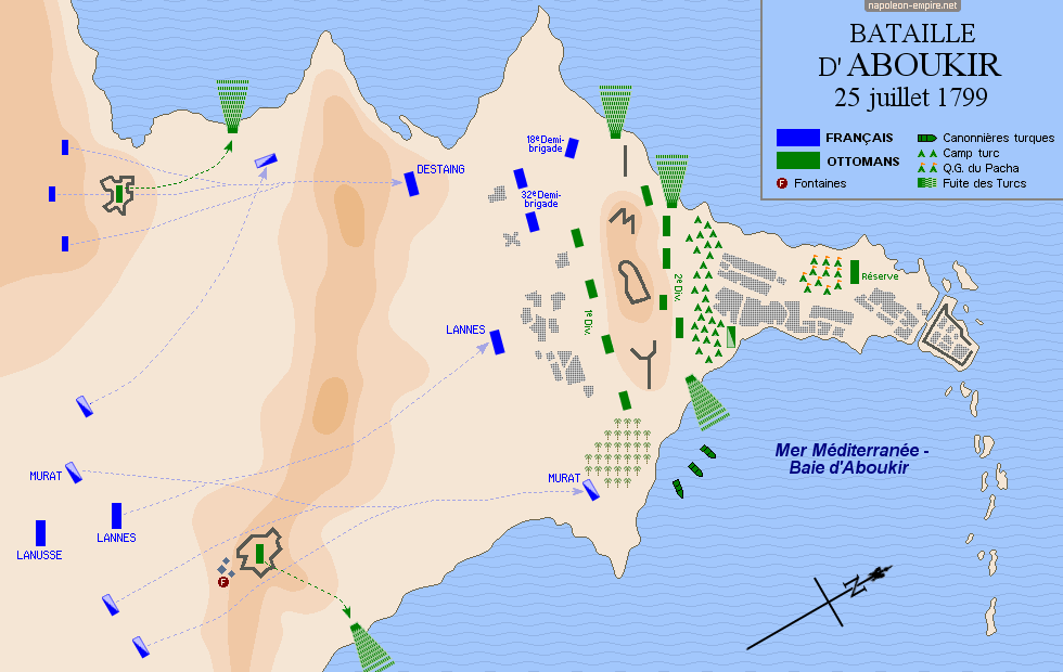 Batailles napoléoniennes - Carte de la bataille d'Aboukir