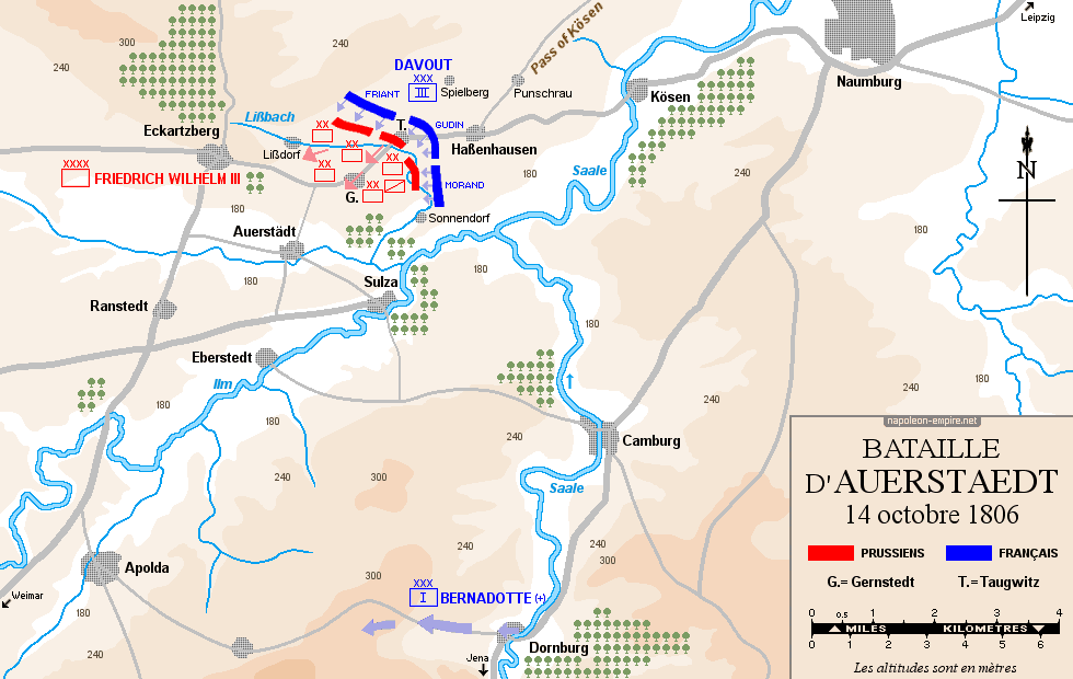 Batailles napoléoniennes - Carte de la bataille d'Auerstaedt