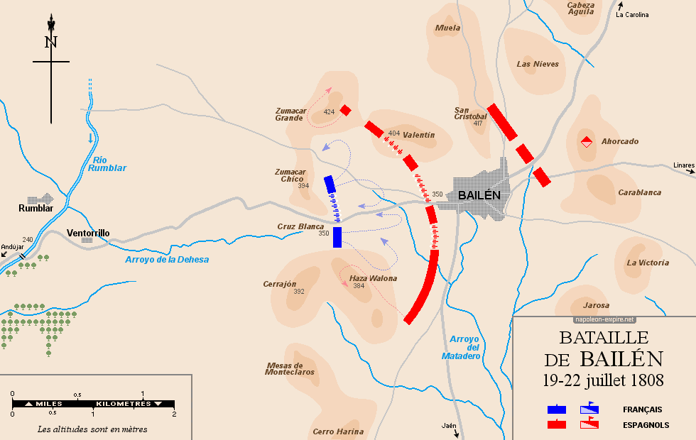 Batailles napoléoniennes - Carte de la bataille de Bailén