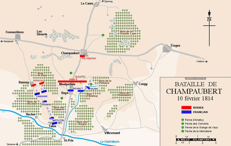 Batailles napoléoniennes - Carte de la bataille de Champaubert