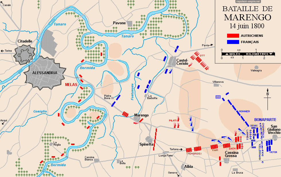 Carte de la bataille de Marengo