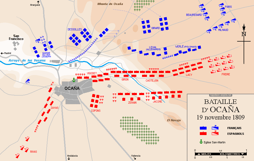 Batailles napoléoniennes - Carte de la bataille d'Ocaña