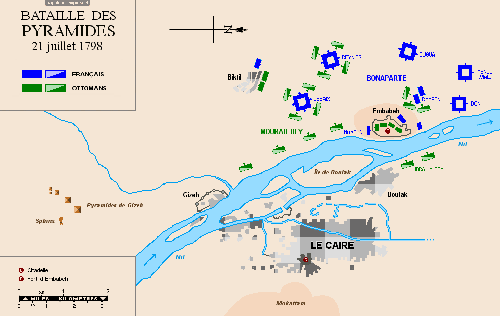 Batailles napoléoniennes - Carte de la bataille des Pyramides