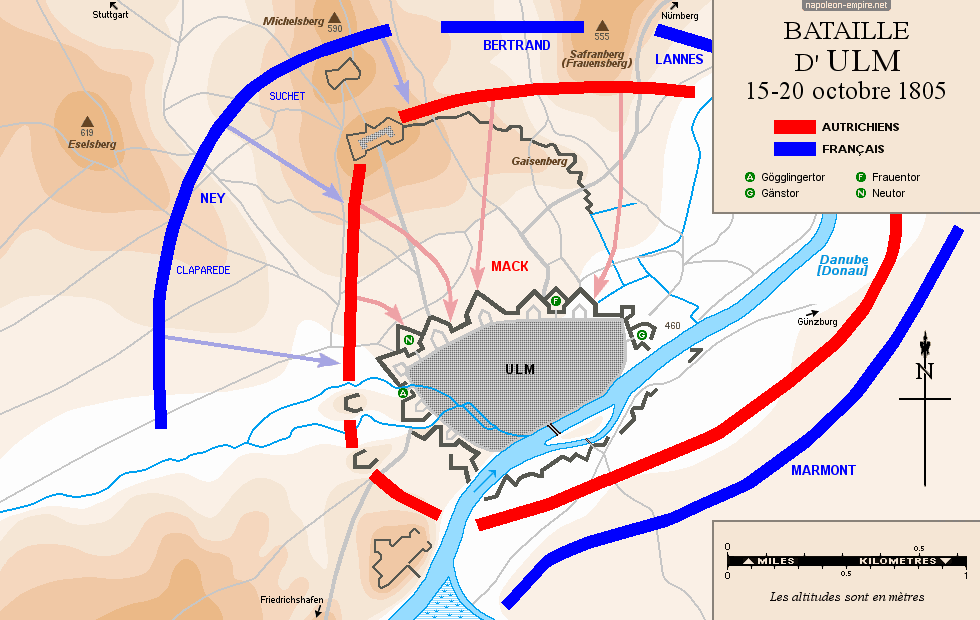 Batailles napoléoniennes - Carte de la bataille d'Ulm
