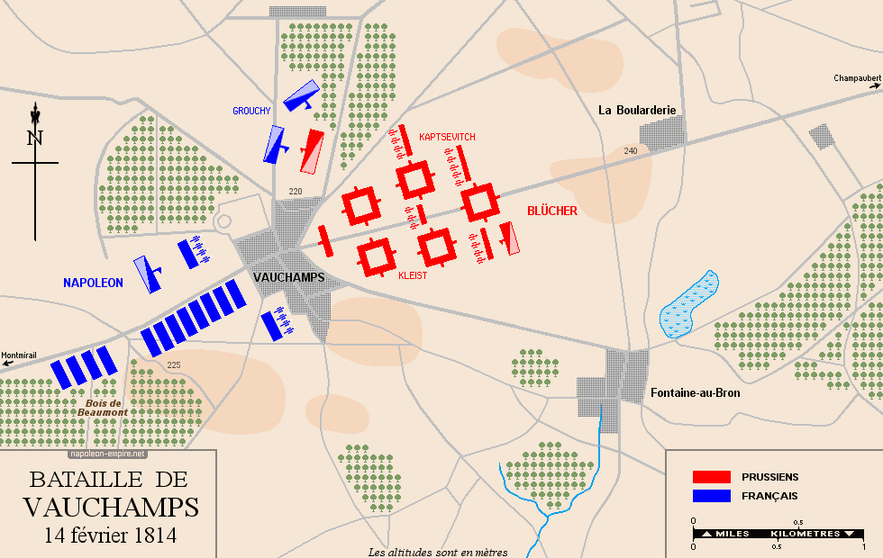 Batailles napoléoniennes - Carte de la bataille de Vauchamps