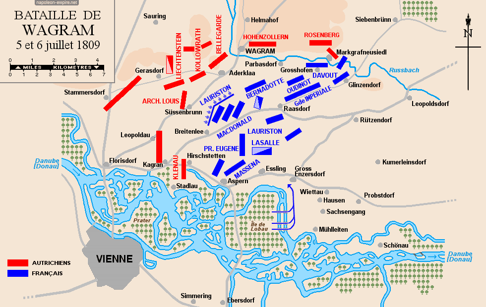 Napoleonic Battles - Map of battle of Wagram