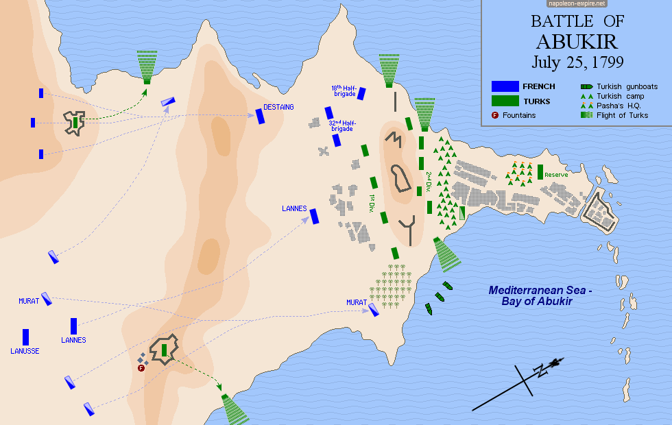 Napoleonic Battles - Map of the battle of Abukir (or Aboukir)