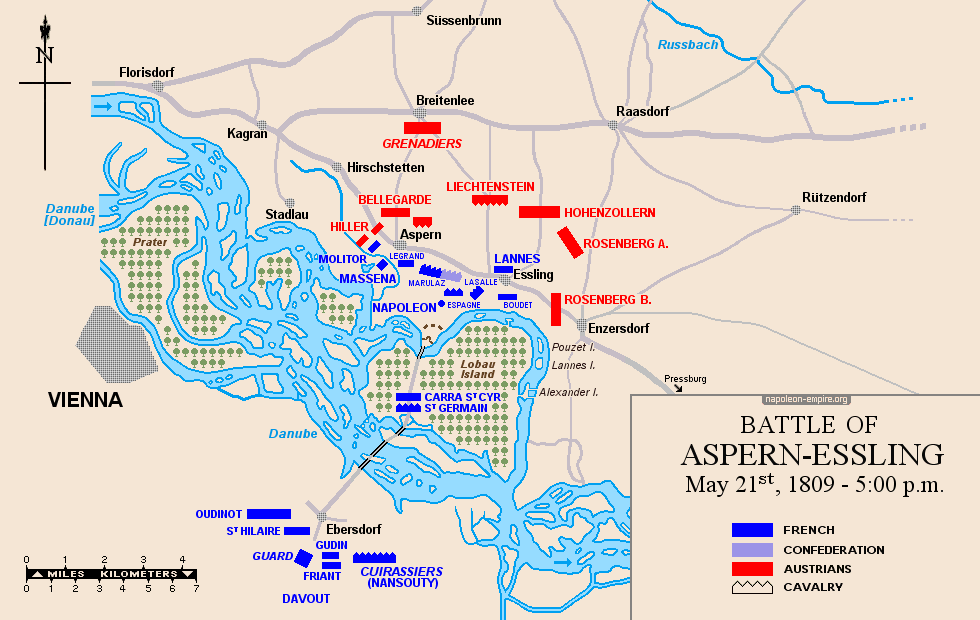 Napoleonic Battles - Map of the battle of Aspern-Essling