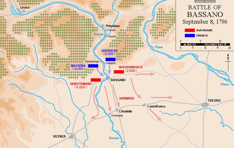 Napoleonic Battles - Map of the battle of Bassano 