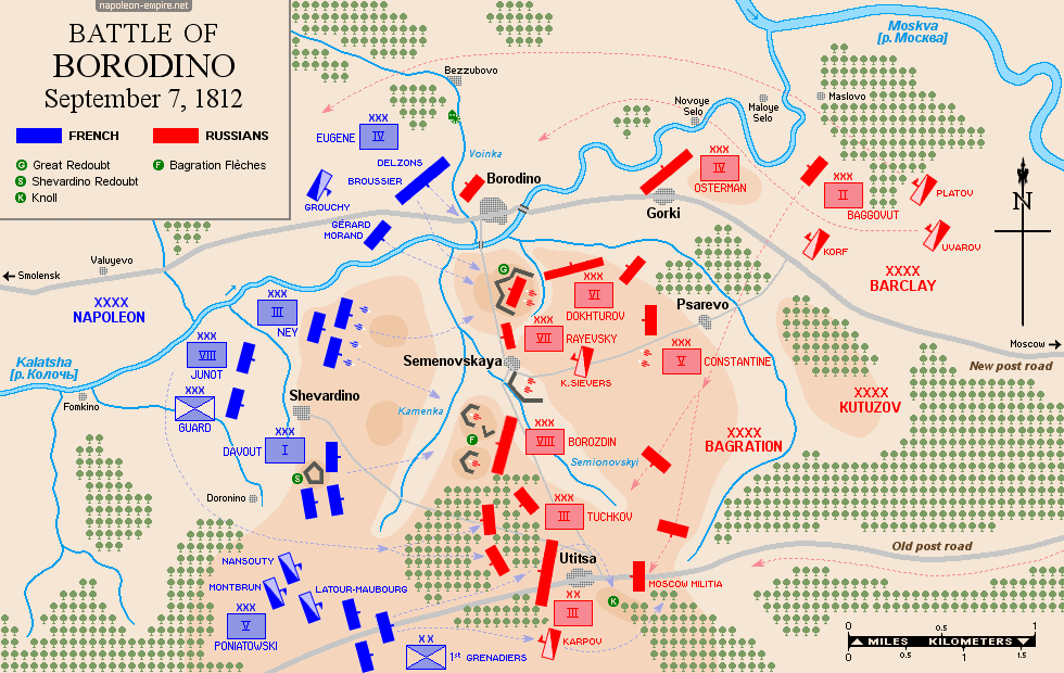 Napoleonic Battles - Map of battle of Borodino