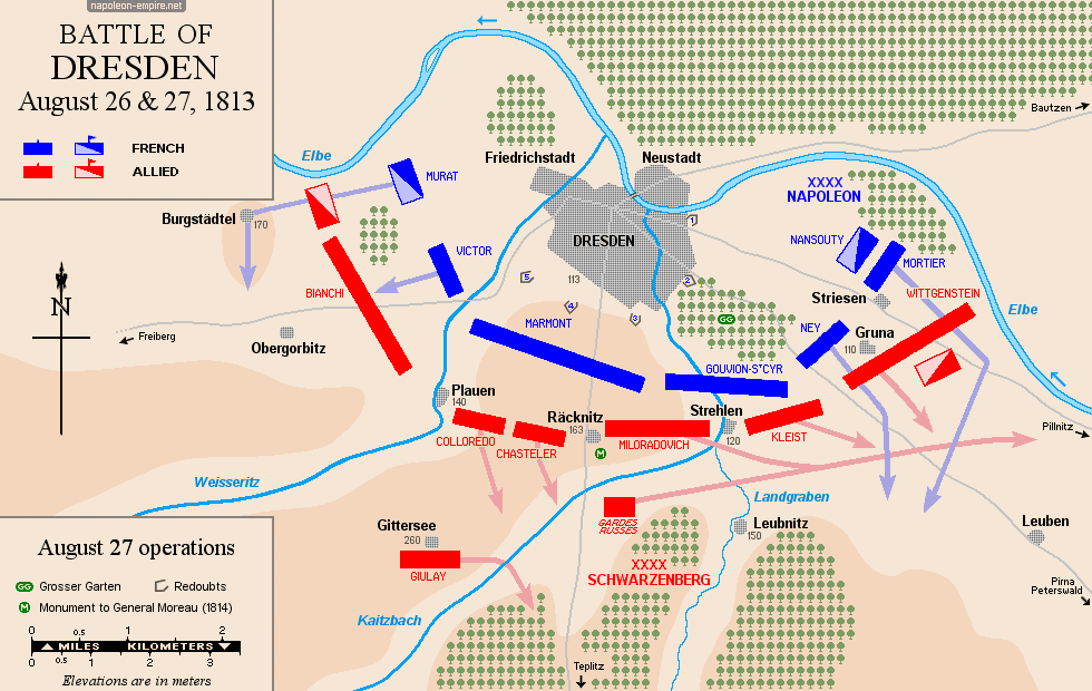 Napoleonic Battles - Map of the battle of Dresden