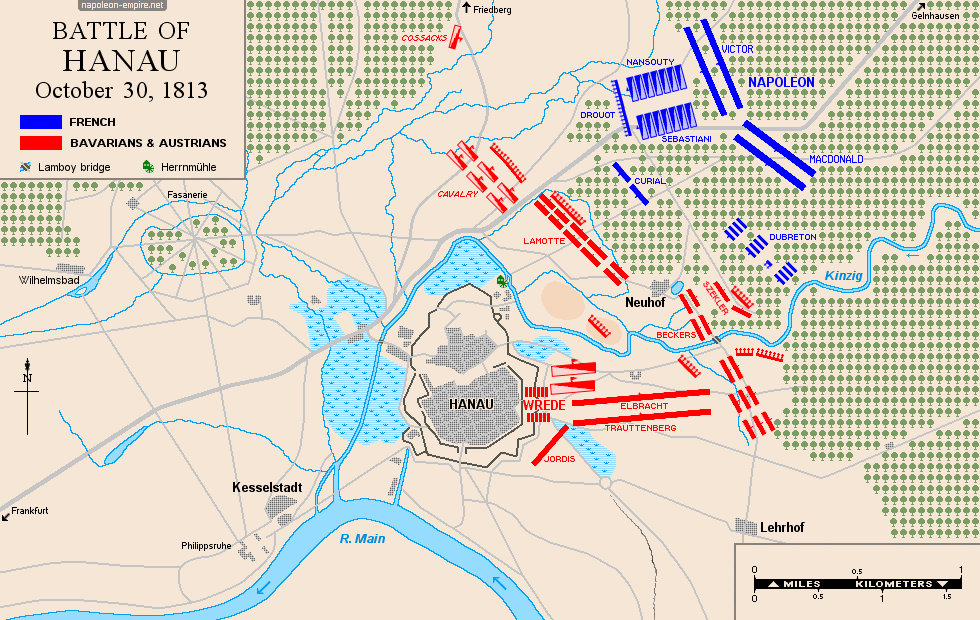 Napoleonic Battles - Map of battle of Hanau, October 30th, 1813
