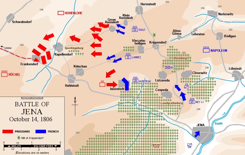 Napoleonic Battles - Map of the battle of Jena, October 14th, 1806