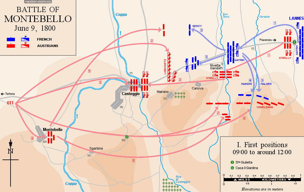 Napoleonic Battles - Map of the battle of Montebello - First positions