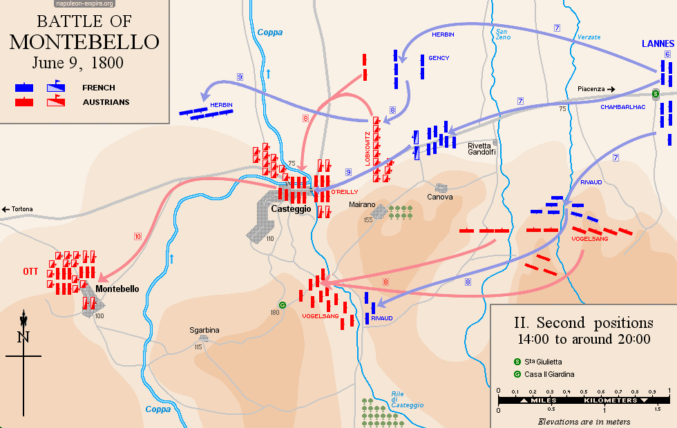 Napoleonic Battles - Map of the battle of Montebello - Second positions