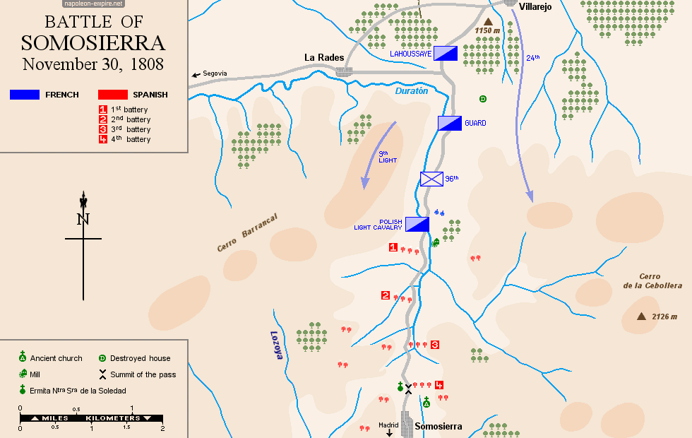 Napoleonic Battles - Map of battle of Somosierra