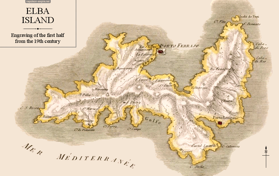 Map of the island of Elba