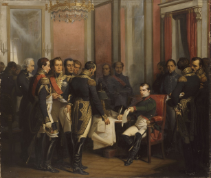 Tableau de l'abdication de Napoléon à Fontainebleau en 1814