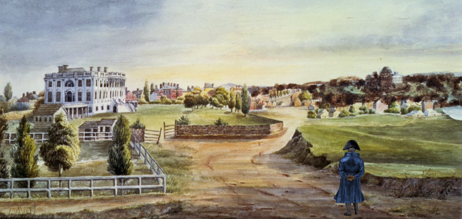 An alternate history montage of Napoleon admiring Washington DC in 1827