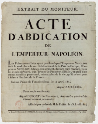 Affiche de la première abdication de Napoléon Ier