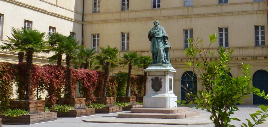 The courtyard of the Palais Fesch, in Ajaccio