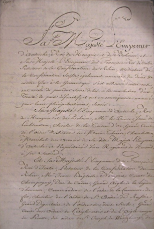 Première page du traité de Schoenbrunn