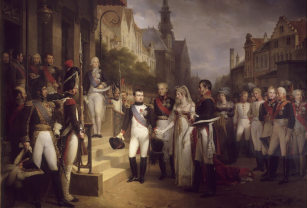 Tableau représentant Napoléon à Tilsitt avec le roi et la reine de Prusse