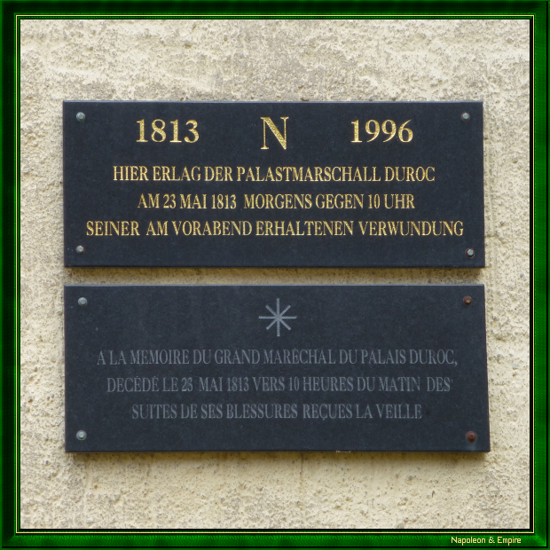 Plaque on the wall of the room where Duroc died