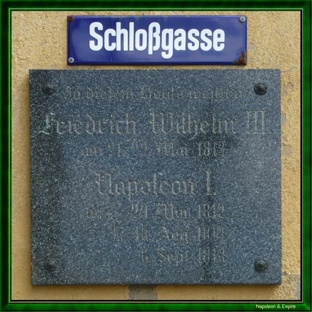 Plaque on the house where Napoleon stayed in Reichenbach