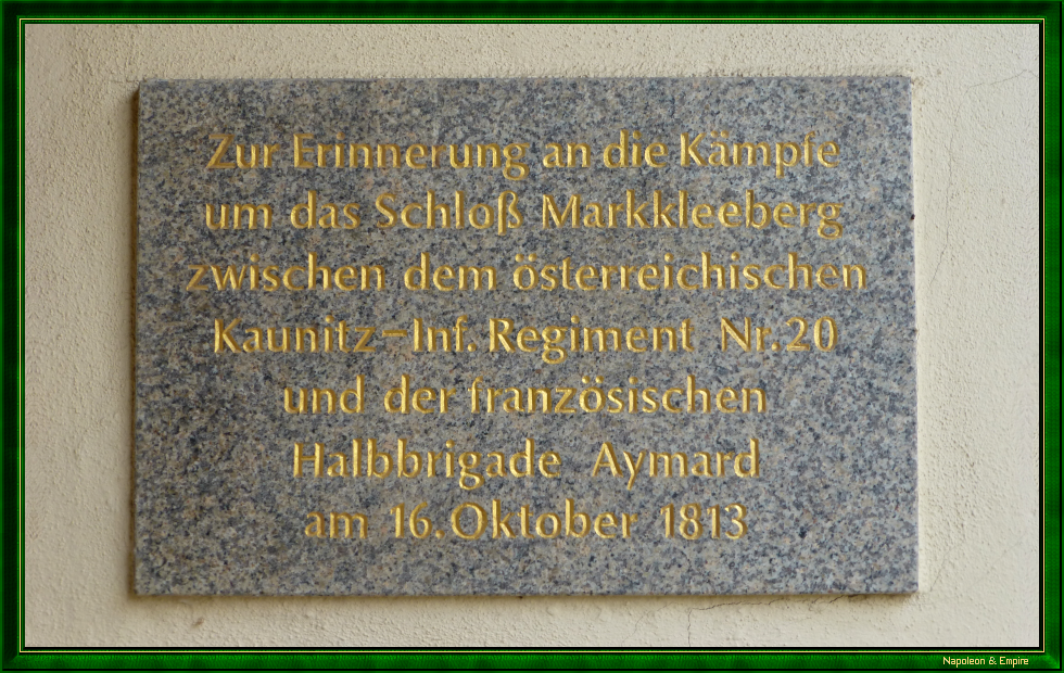 Une plaque commémorative sur la Torhaus à Markkleeberg