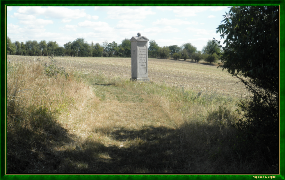 La stèle à l'emplacement où le maréchal Bessières a trouvé la mort, à Rippach