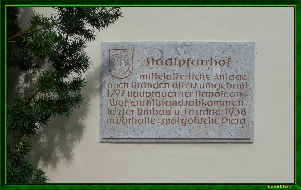 Plaque au presbytère de Judenburg