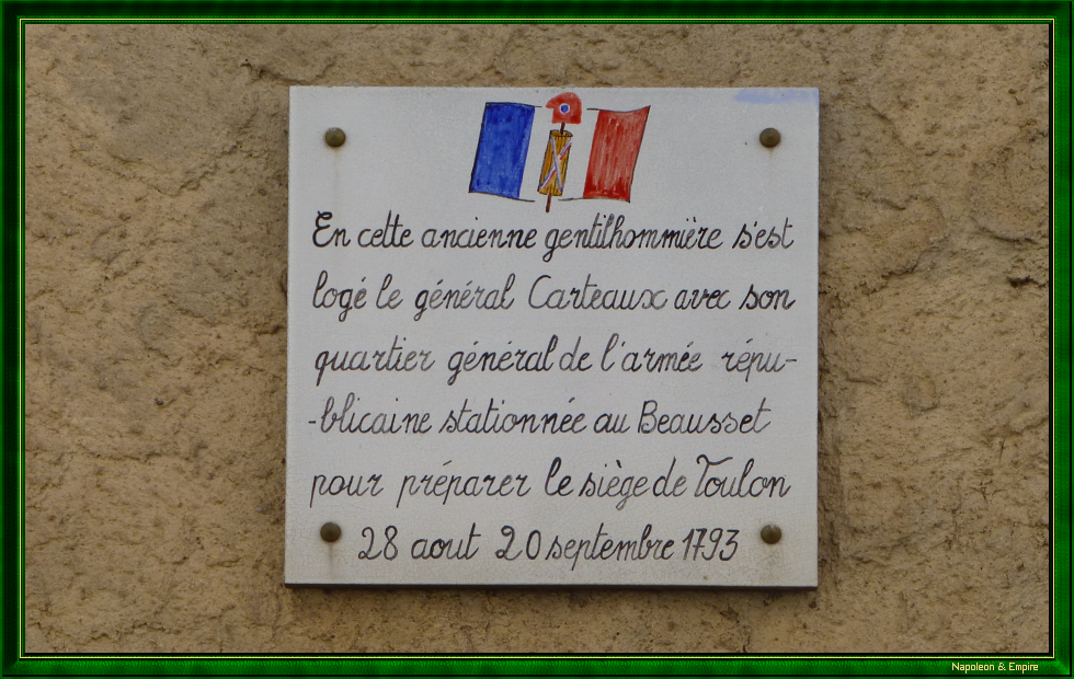 Plaque of General Carteaux's HQ at Beausset
