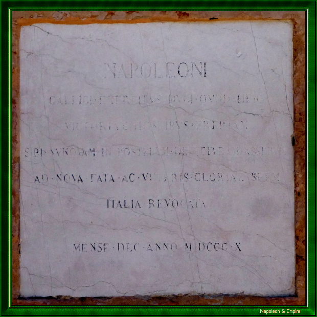 Plaque on the obelisk in Arcole