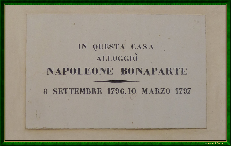 Plaque on the HQ of General Bonaparte in Bassano