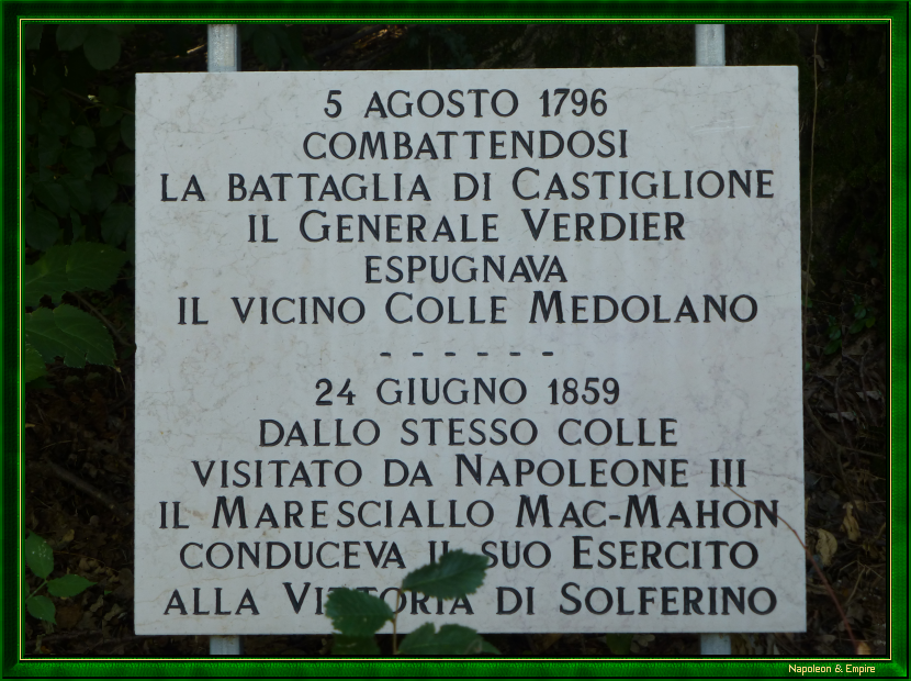 Plaque at the foot of Monte Medolano