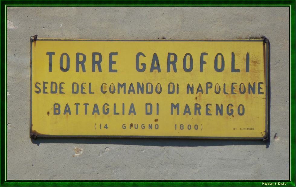 Une plaque sur le QG de Bonaparte à Torre Garofoli