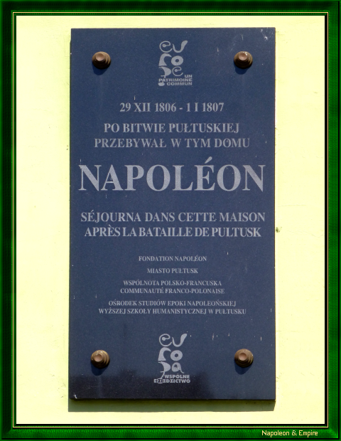 Plaque on Napoleon's HQ in Pułtusk