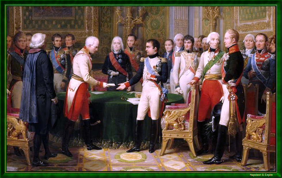 The Erfurt interview: Napoleon I receiving Baron Vincent, Austrian diplomat and sent from the Emperor of Austria, by N. Gosse