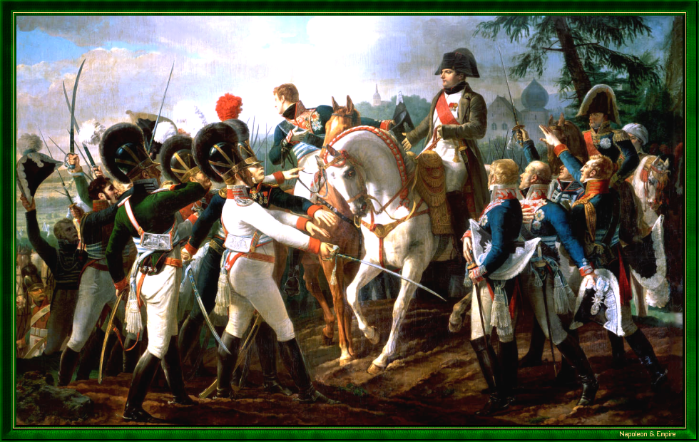 Napoleon harangues the Bavarian and Württemburg troops in Abensberg, by JB Debret