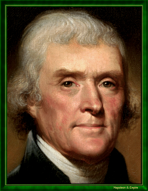 "Thomas Jefferson", peint en 1800 par Rembrandt Peale (Bucks County, Pennsylvanie 1778 - Philadelphie, Pennsylvanie 1860).