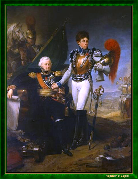 General Jean-Ambroise Baston de Lariboisière and his son Ferdinand, lieutenant in the first company of the first regiment of Mounted Carabiniers before the Battle of Moskowa in 1812