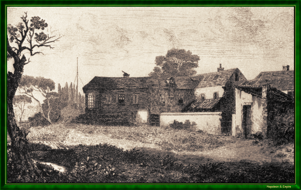 La maison de Longwood à Sainte-Hélène, gravure du XIXème siècle