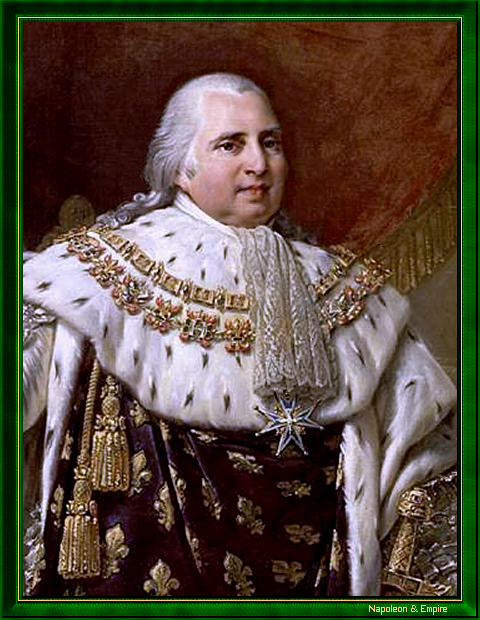 Louis XVIII in coronation costume (detail of a full length portrait)